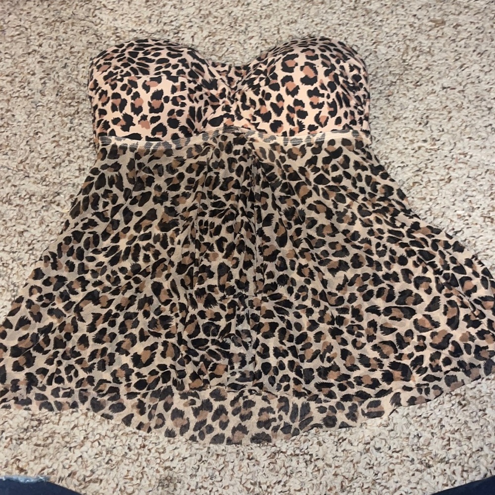 cheetah strapless bathing suit top